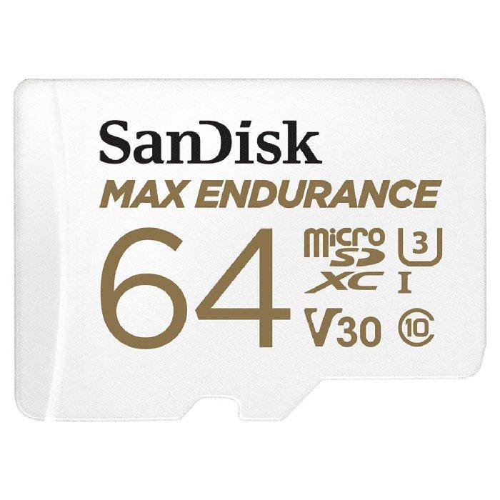 

Sandisk max endurance micro sdxc card, 64gb, sd adapter, sdsqqvr-064g-gn6ia - white