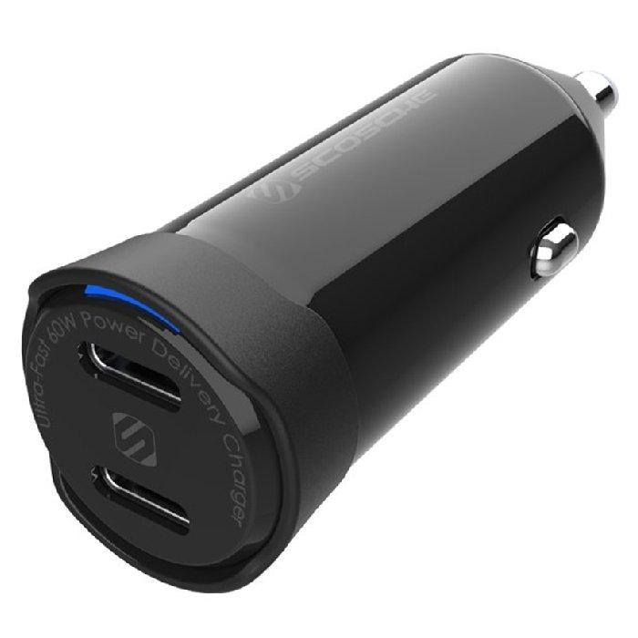 

Scosche dual usb type-c fast car charger, 60w, cpdcc60-sp - black