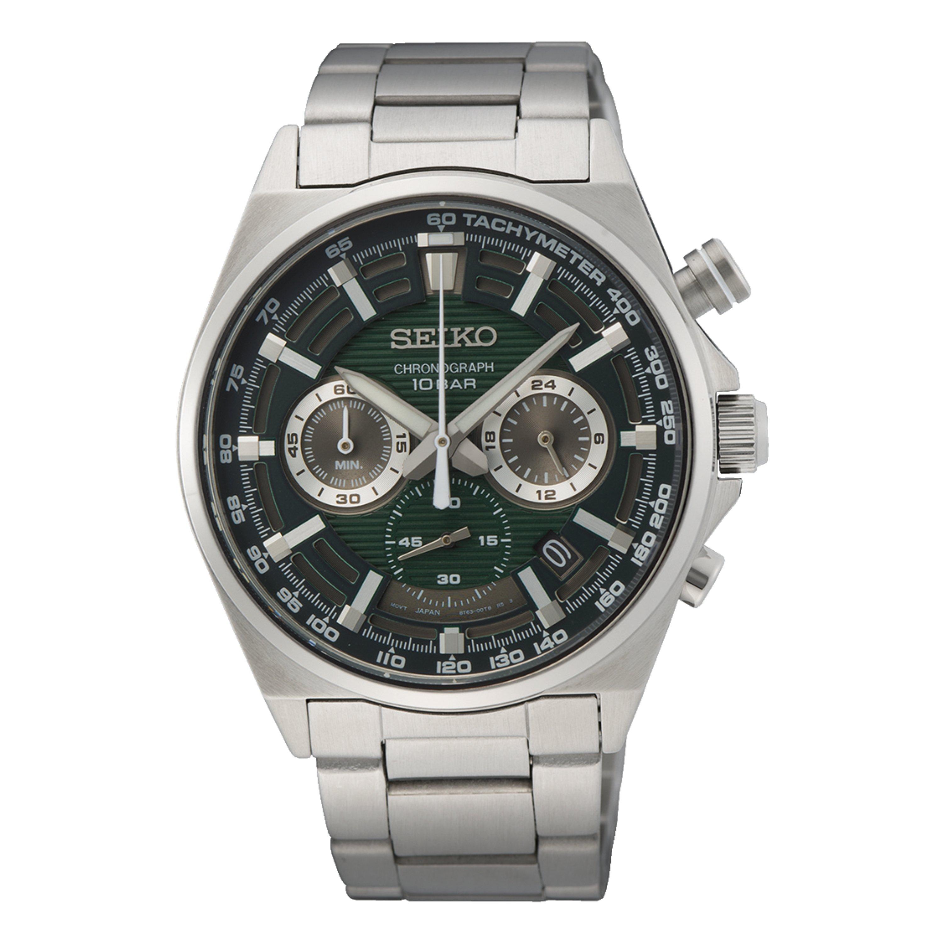 

Seiko regular men's watch, chronograph, 41mm, stainless steel strap, ssb405p1 – silver