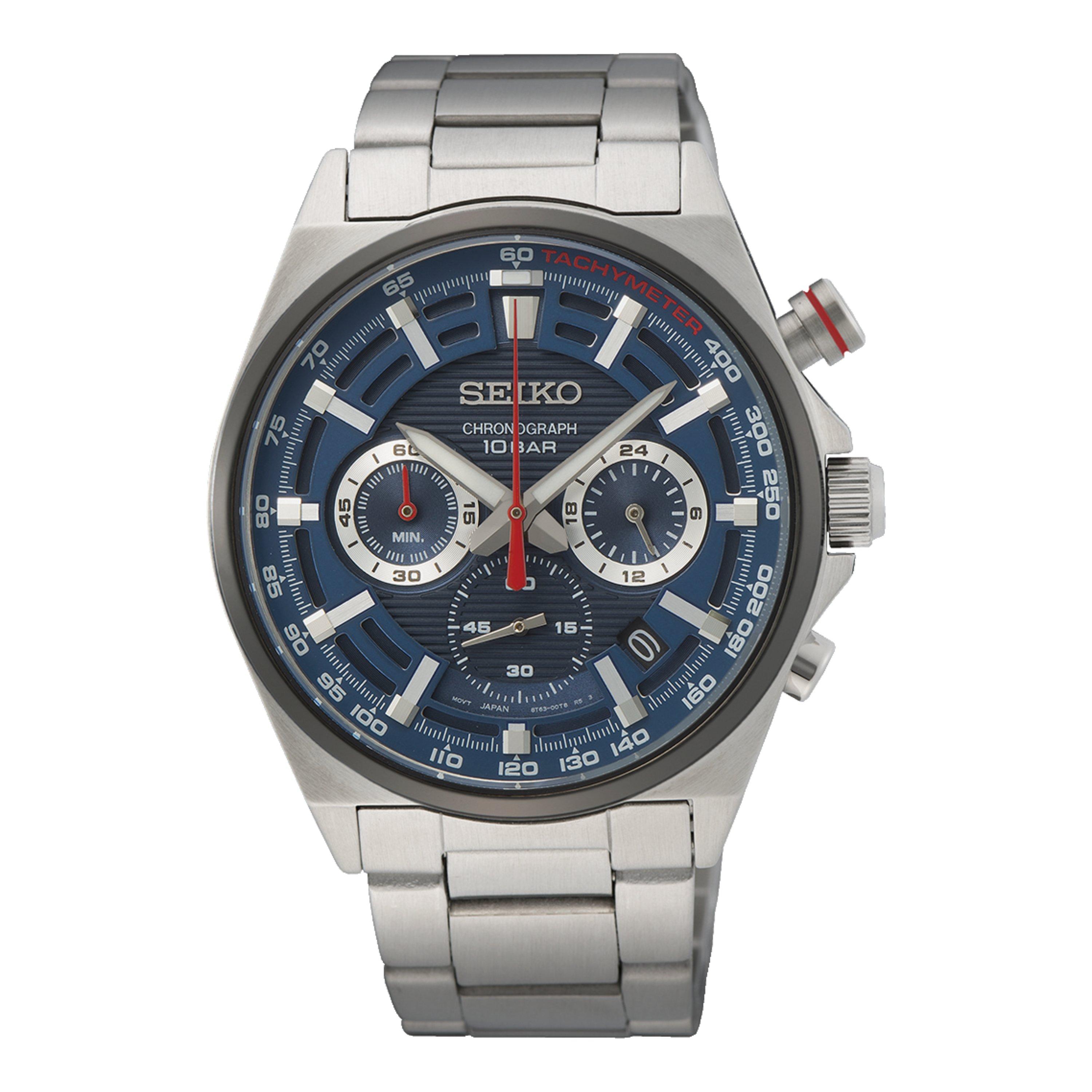 

Seiko regular men's watch, chronograph, 41mm, stainless steel strap, ssb407p1 – silver