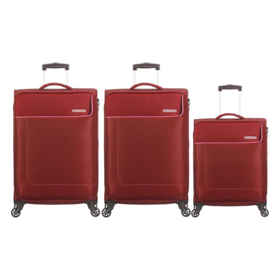 American Tourister Jamaica Softside Spinner Luggage set of 2 Medium and 1 Small, 27OX02002MMS – Maroon