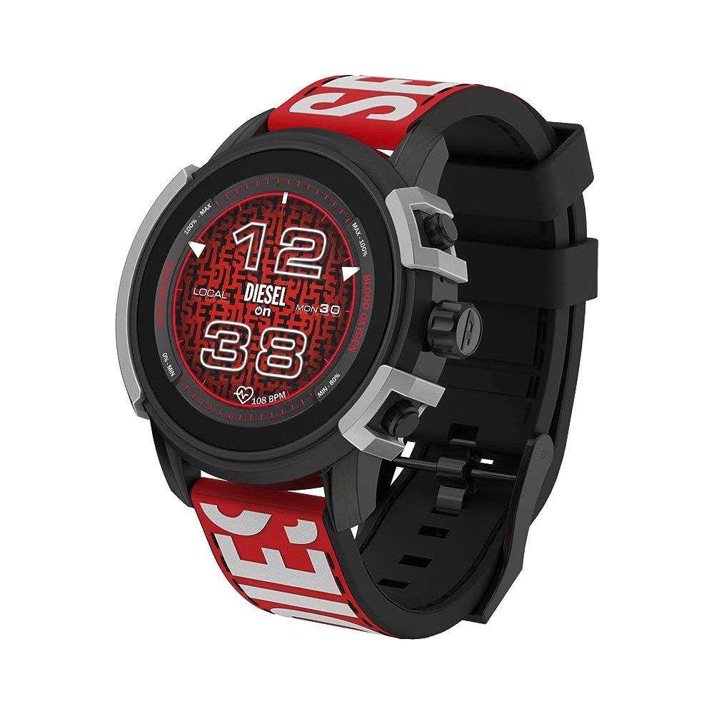 

Diesel smart watch for men, silicone band, 48mm, dzt2041 - red