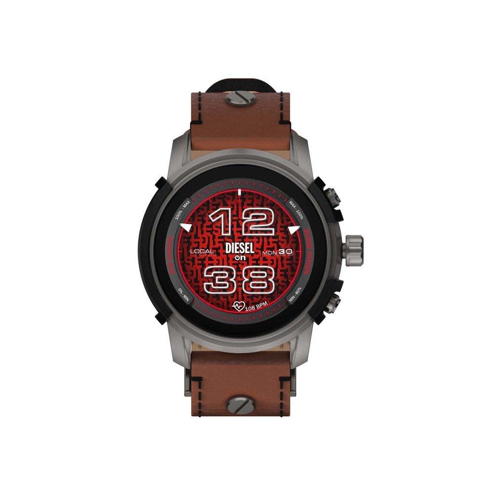

Diesel smart watch for men, leather band, 48mm, dzt2043 - brown