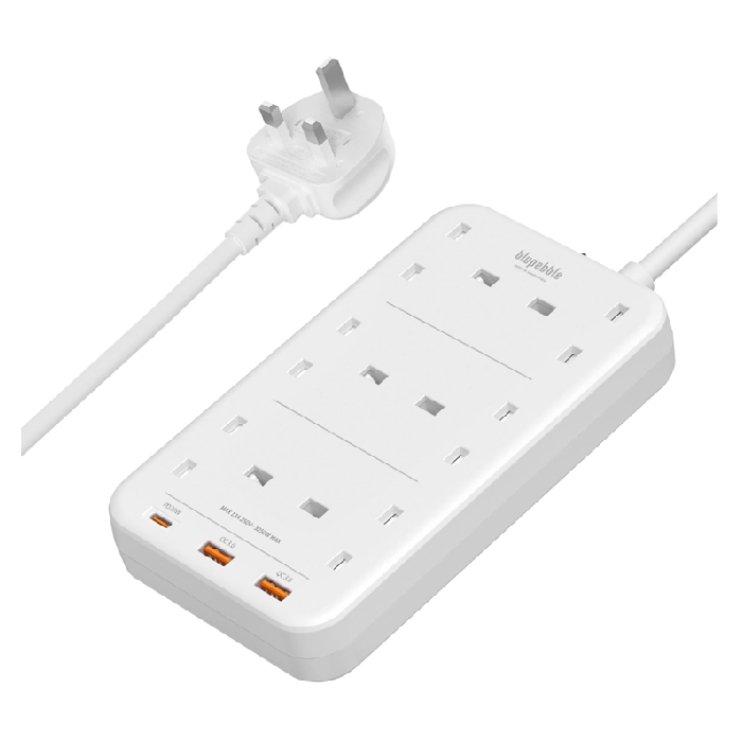 

Blupebble 6 plug surge protection power strip, 1. 5 meters, bp-pstrip6-wh - white