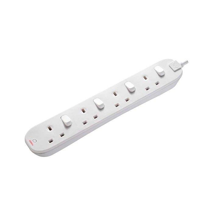 

Masterplug 4 way power extension, 2m, swc42n-04 – white