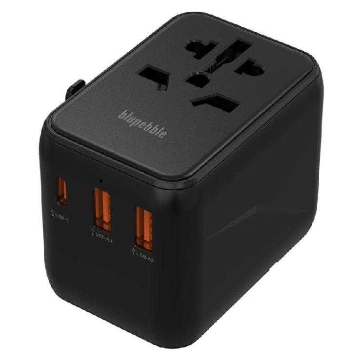 

Blupebble passport 3. 1 world travel adapter with pd 20w, bp-tvl0031-bk - black