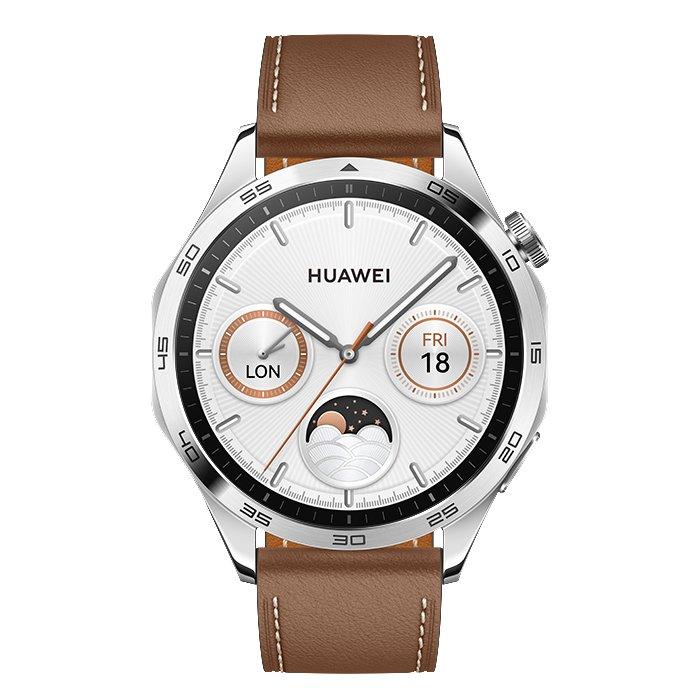 

Huawei watch gt4, 46mm, stainless-steel body, leather strap - brown