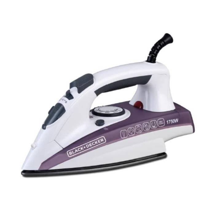 

Black & decker steam iron, 220ml, 1740w, x1750-b5 - white/purple