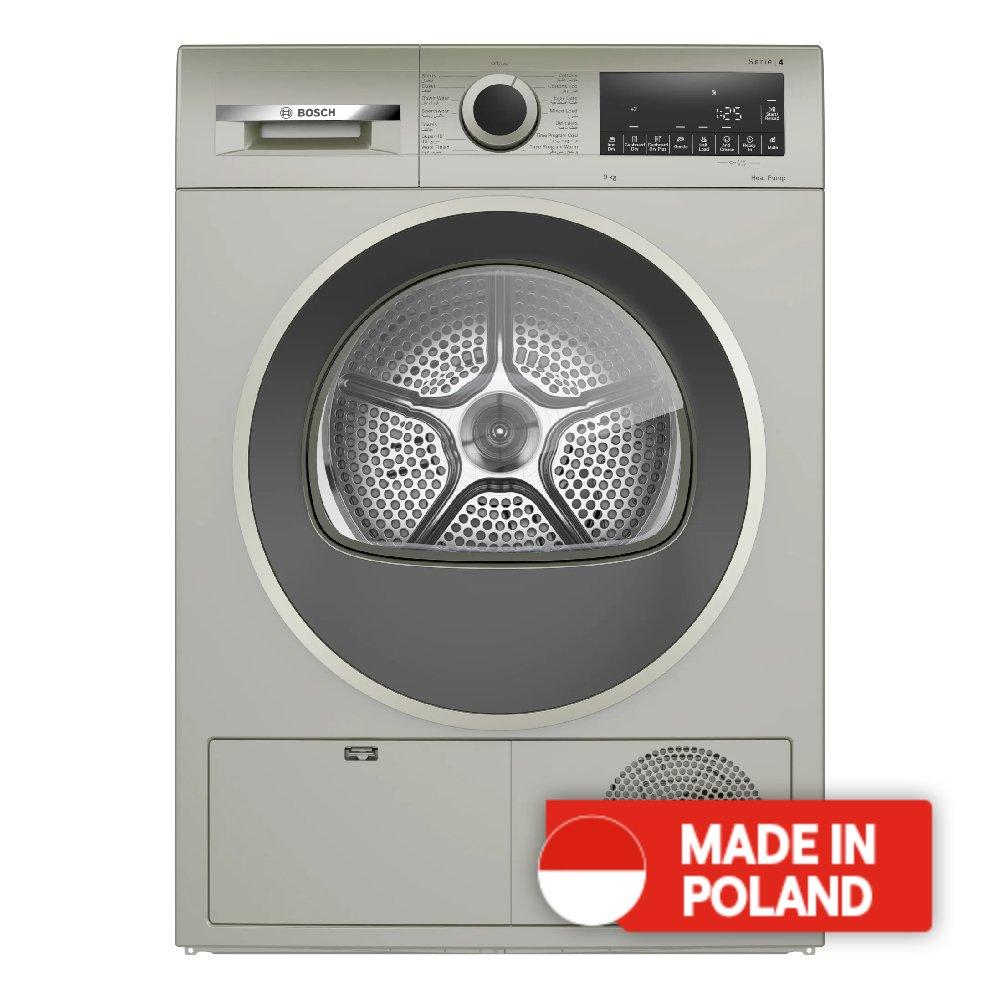 

Bosch front load heat pump tumble dryer, 9 kg, wqg2410xgc - silver inox