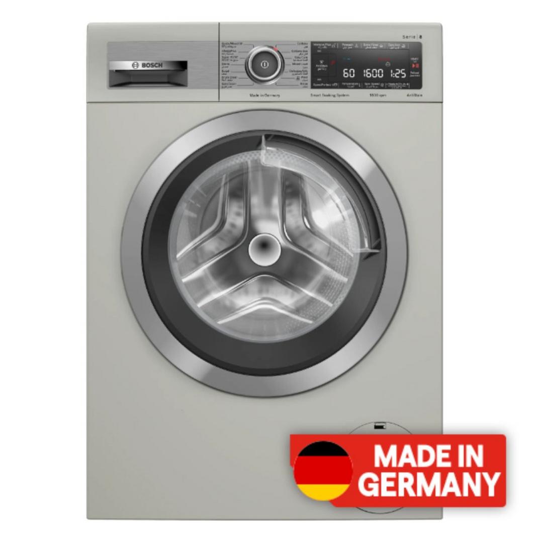 BOSCH Series 8 Front Loading Washing Machine, 10 Kg, WAX32MX0GC - Silver Inox