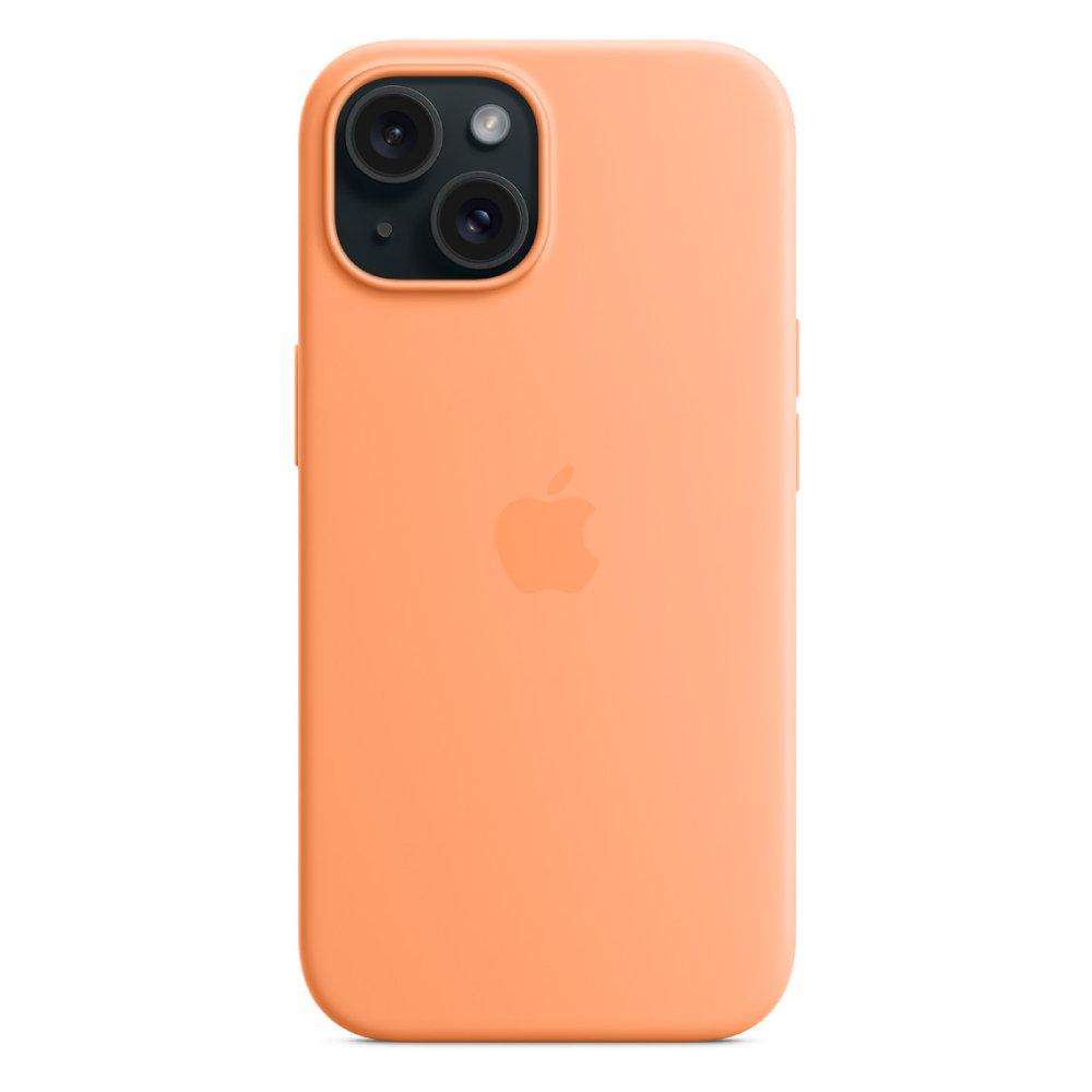 

Apple iphone 15 silicone case with magsafe orange sorbet