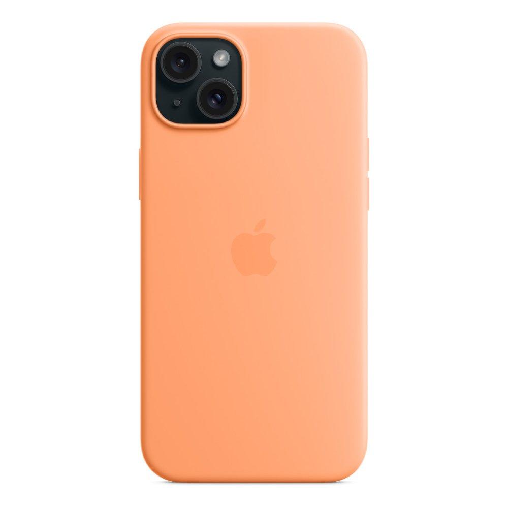 

Apple iphone 15 plus silicone case with magsafe orange sorbet