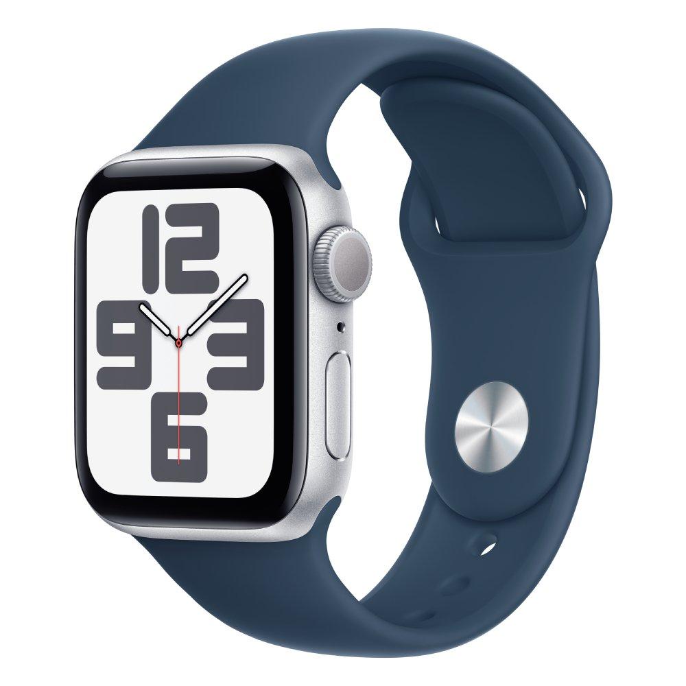 

Apple watch se gps 40mm silver aluminium case with storm blue sport band - m/l