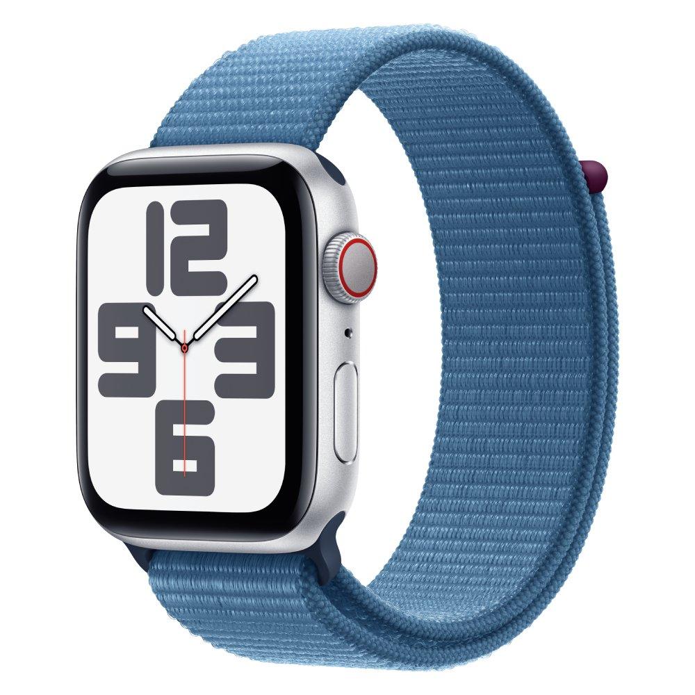 

Apple watch se gps + cellular 44mm silver aluminium case with winter blue sport loop