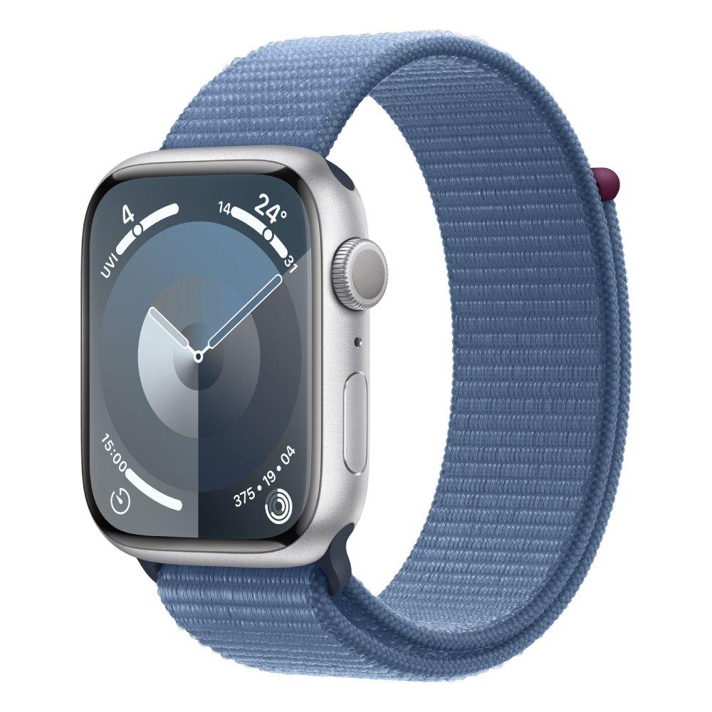 

Apple watch series 9 gps 45mm silver aluminium case with winter blue sport loop