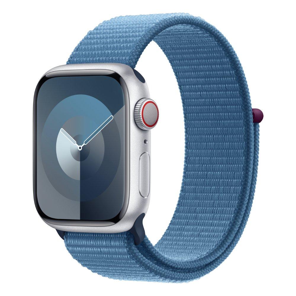 

Apple watch series 9 gps + cellular 41mm silver aluminium case with winter blue sport loop