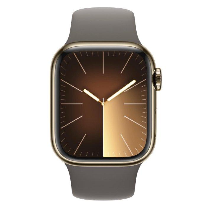 

Apple watch series 9 gps + cellular 41mm gold stainless steel case with clay sport band...