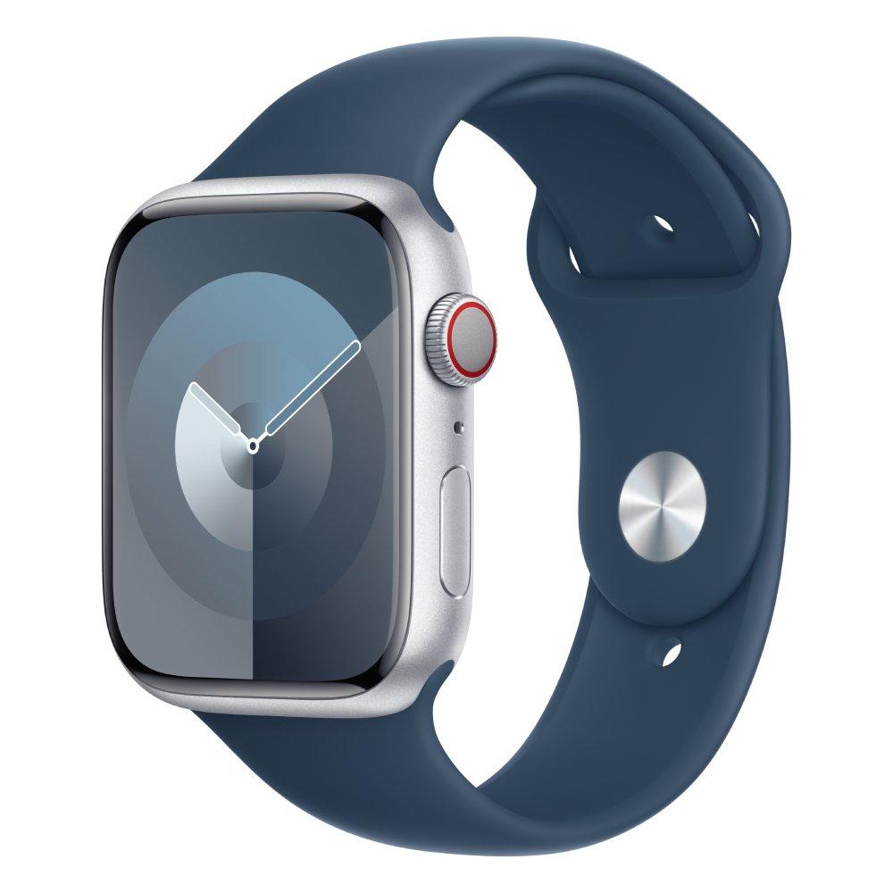 

Apple watch series 9 gps + cellular 45mm silver aluminium case with storm blue sport ba...