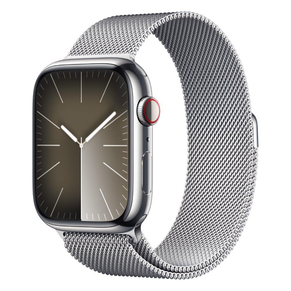 

Apple watch series 9 gps + cellular 45mm silver stainless steel case with silver milane...