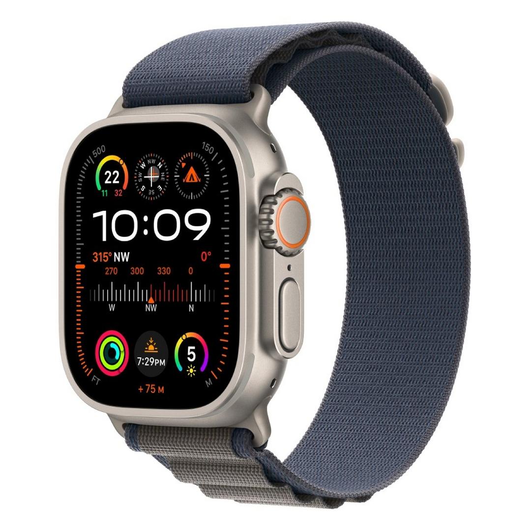 Apple Watch Ultra 2 GPS + Cellular, 49mm Titanium Case with Blue Alpine Loop - Small