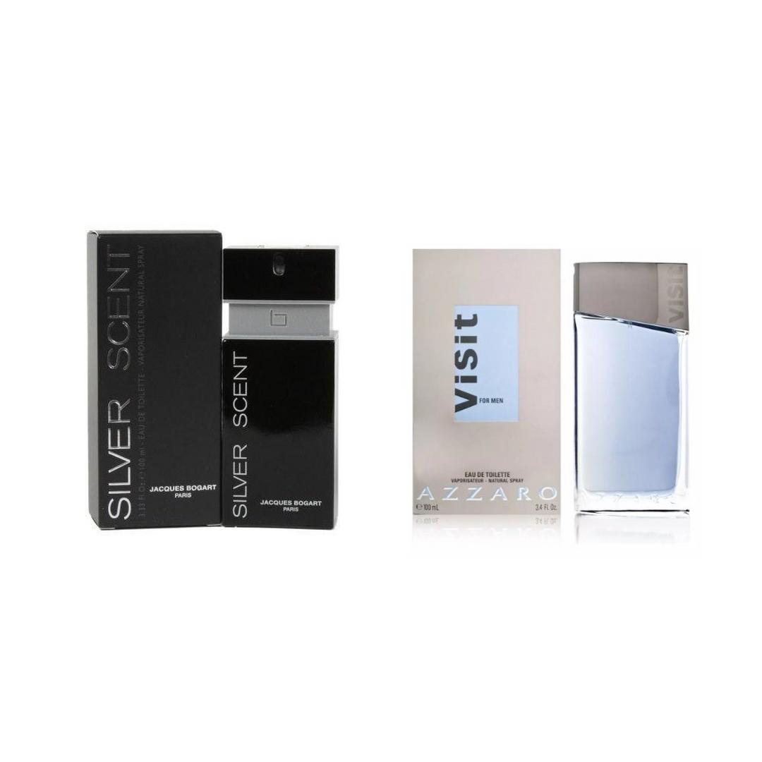 Visit Perfume for Men by Azzaro 100 ml EDT + Silver Scent Perfume for Men by Jaques Bogart 100 ml EDT