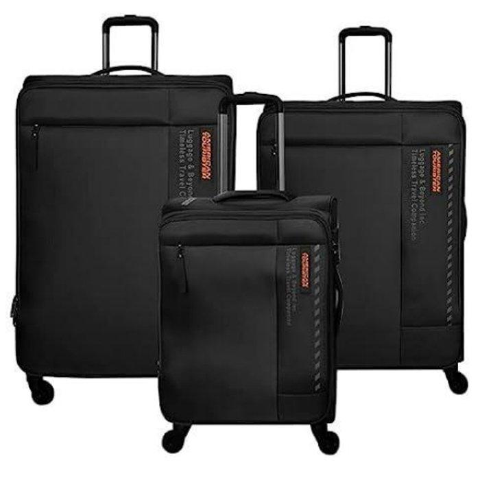 

American tourister marina soft set of 3 luggage, 57cm 70cm 81cm, lf2x09104 – black