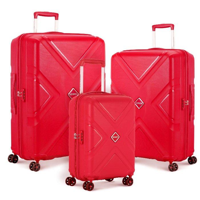 

American tourister kross hard luggage trolley bag (set of 3), 79+68+55cm, le2x00104 - red