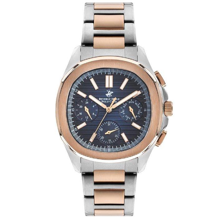 

Beverly hills polo club men’s watch, chrono, 42mm, bp3212x. 590 – silver/rose gold