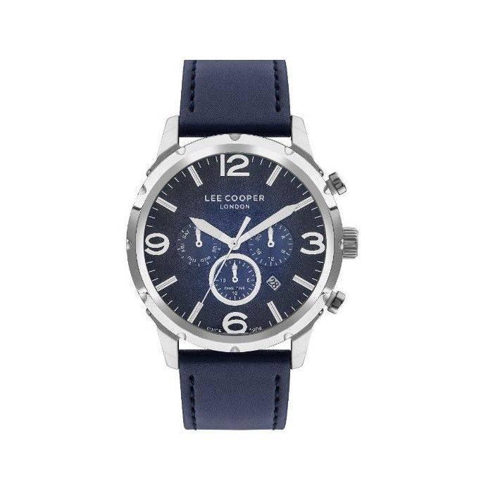 

Lee cooper dial watch for men, chronograph, 47mm, leather strap, lc07671. 359 – deep blue