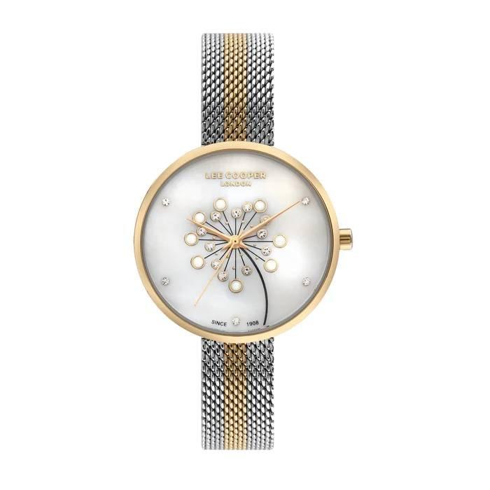 

Lee cooper dial watch for women, analog, 32mm, mesh strap, lc07601. 220 – silver/ gold