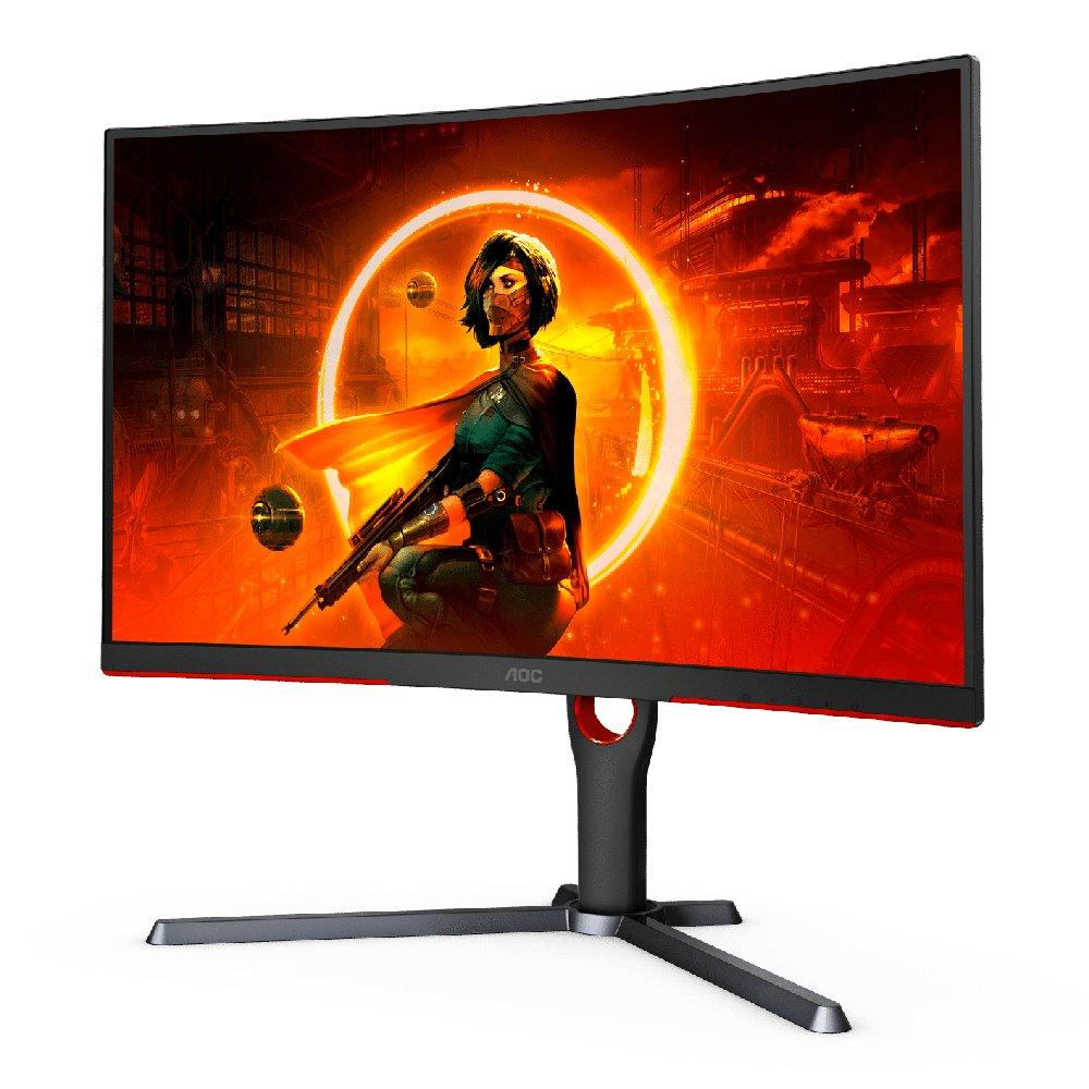 

Aoc curved 27-inch qhd 240hz 0. 5ms gaming monitor, cq27g3z/89 - black & red