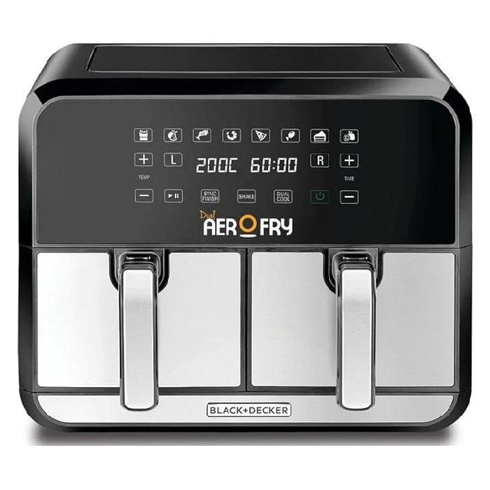 

Black & decker dual air fryer, 1700 watt, 8liter, dzaf1700-b5 - black