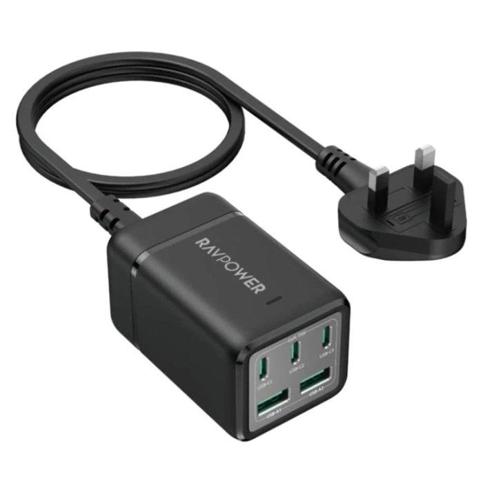 

Ravpower 5-port portable desktop charger, 75w, rp-pc1045 - black
