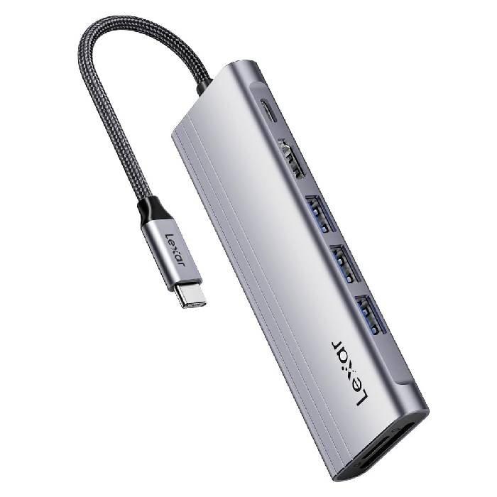 

Lexar 7 in1 multi ports usb type c hub , lpah31n-rnhng - silver