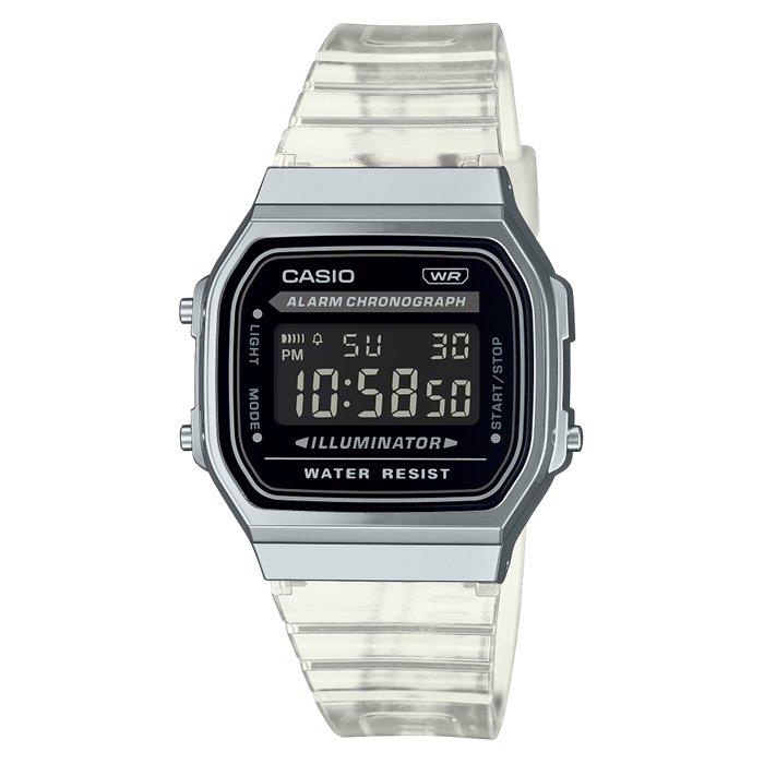 

Casio glu key model unisex watch, digital, 38mm, a168xes-1bdf – transparent