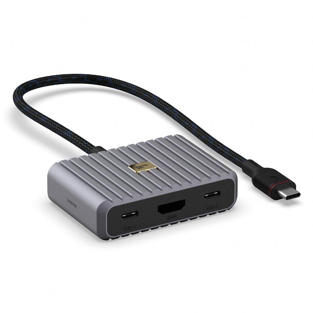 

Unisynk 5 port usb-c hub 8k pro, 100w, 10397 – grey