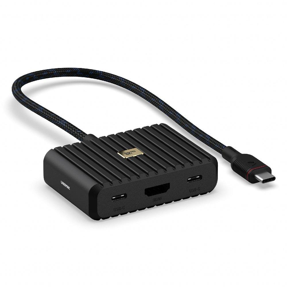 

Unisynk 5 port usb-c hub 8k pro laptop charger, 100w, 10398– black