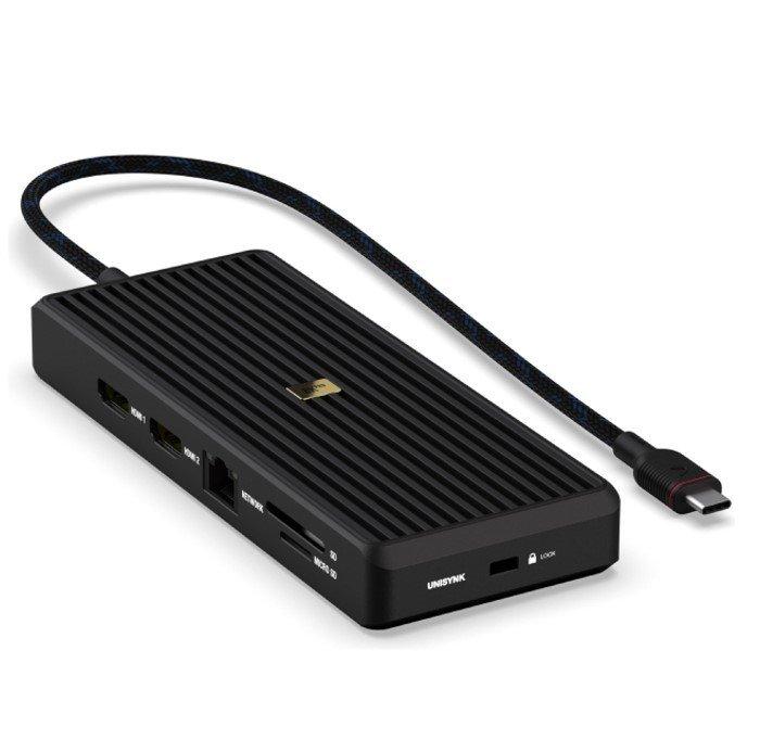 

Unisynk 12 port usb-c hub 8k charger, 10400 – black