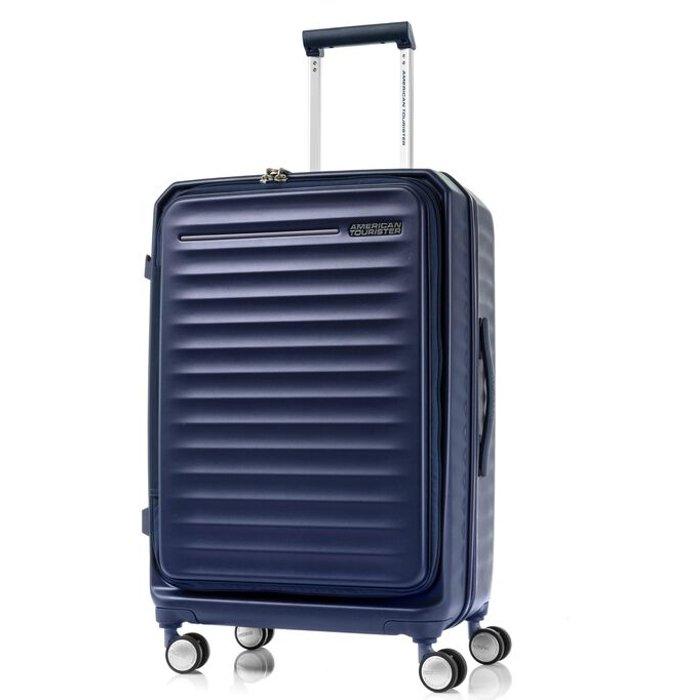 

American tourister frontec spinner hard luggage trolley bag, 68cm, hj3x41008 - navy blue