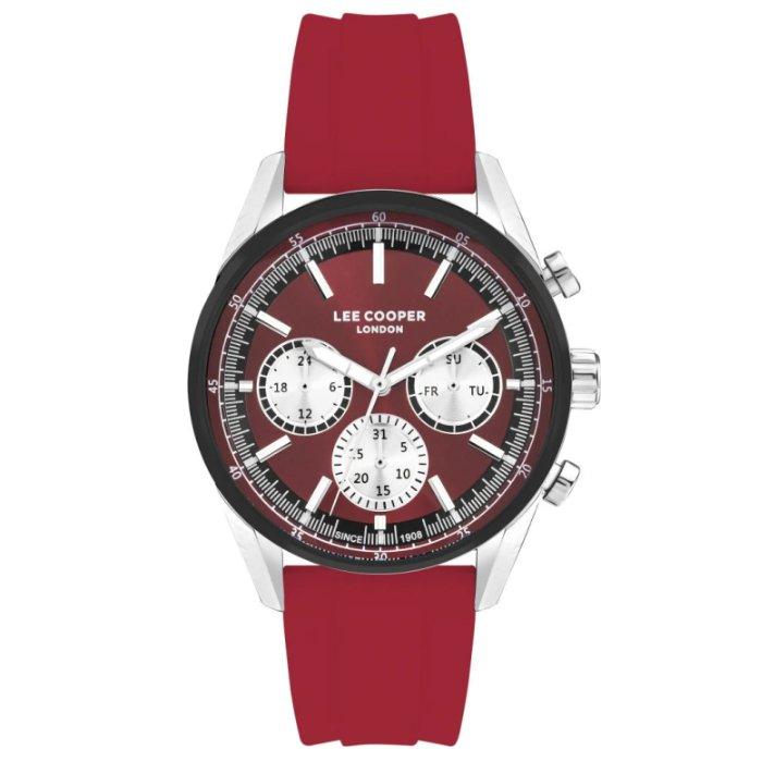 

Lee cooper men's watch, multifunction, silicone strap, 44mm, lc07987. 388 - red