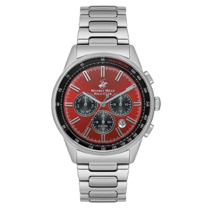 

Beverly hills polo men's watch, multifunction, metal strap, 43mm, bp3551x. 380 - silver