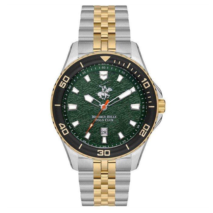 

Beverly hills polo men's watch, analog, metal strap, 45mm, bp3559x. 270 - silver/gold