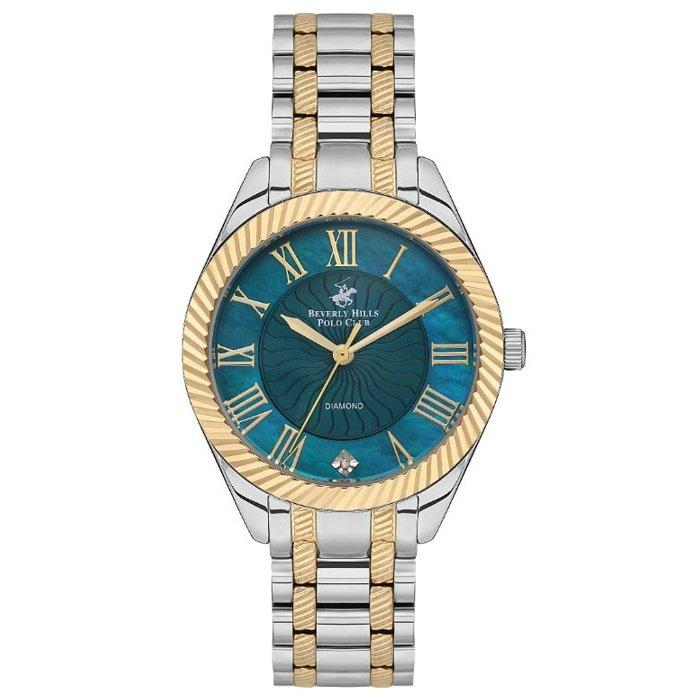 

Beverly hills polo women's watch, analog, metal strap, 35mm, bp3571c. 270 - silver/ gold