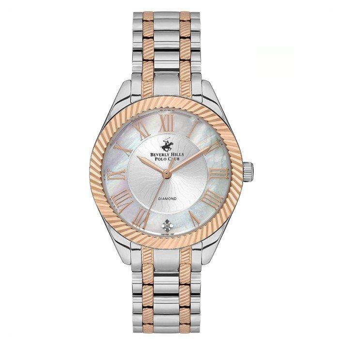 

Beverly hills polo women's watch, analog, metal strap, 35mm, bp3571c. 520 - silver/ gold