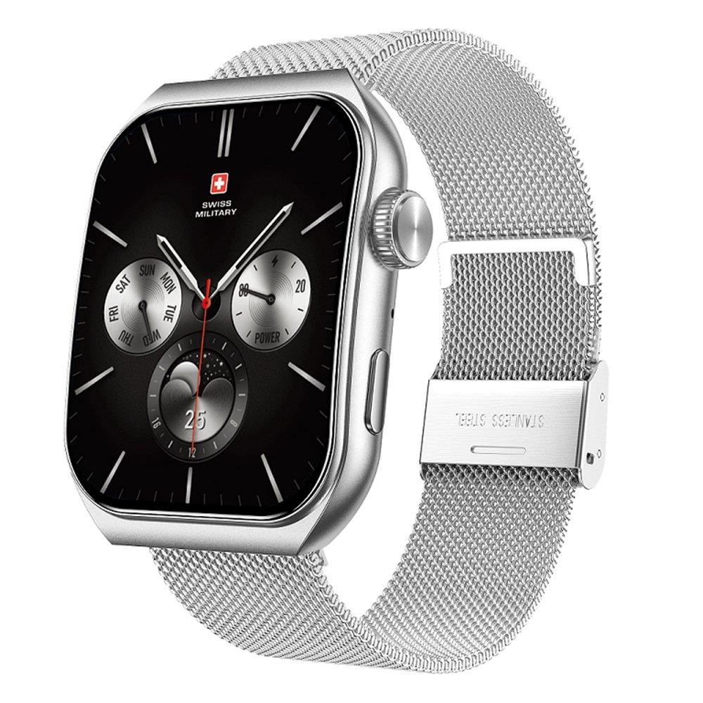 

Swiss military alps 3 smart watch, steel strap, 1. 96-inch amoled display – silver