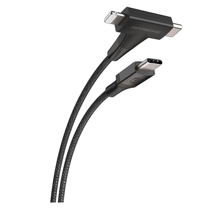 

Scosche strikeline 2-in-1 usb-c to c/lightning cable, cci4b4t-sp - black