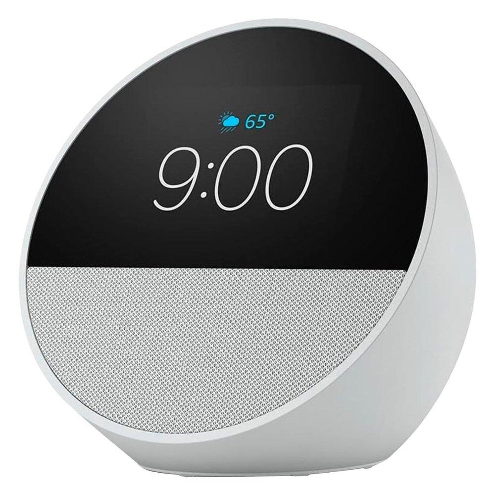 

Amazon echo spot smart alarm clock with vibrant sound + alexa, b0bfcbkxwl - glacier white