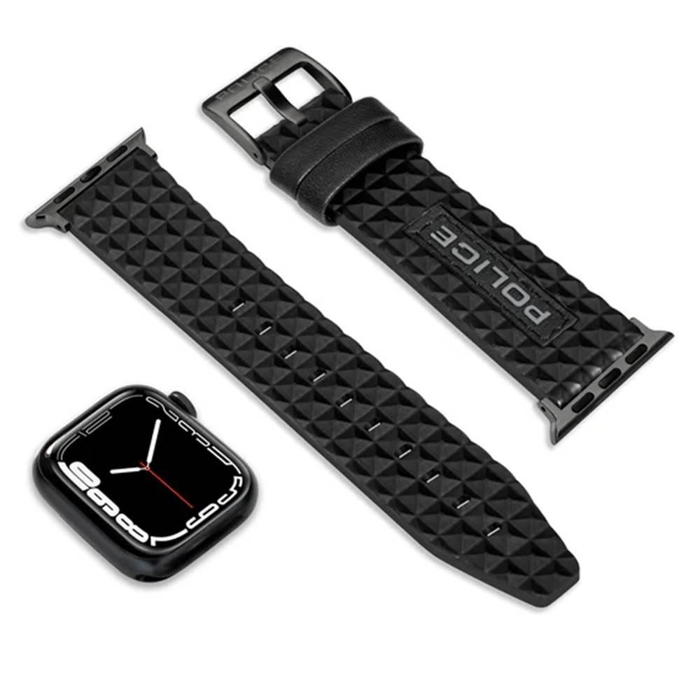 

Police pyramid leather strap for apple watch 45/44/42mm, peoul0000504 - black