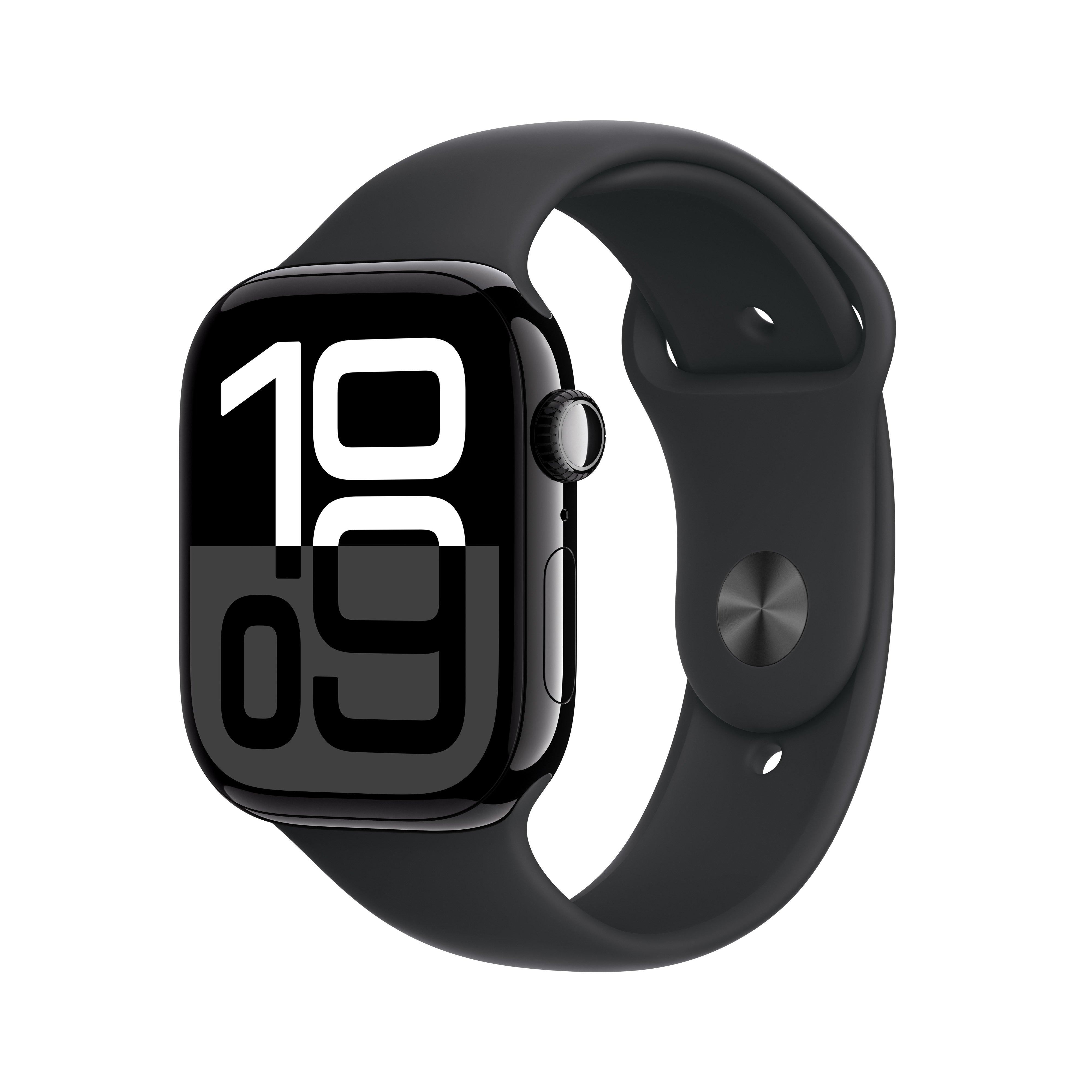 

Apple watch series 10 gps 46mm jet black aluminium case with black sport band - m/l