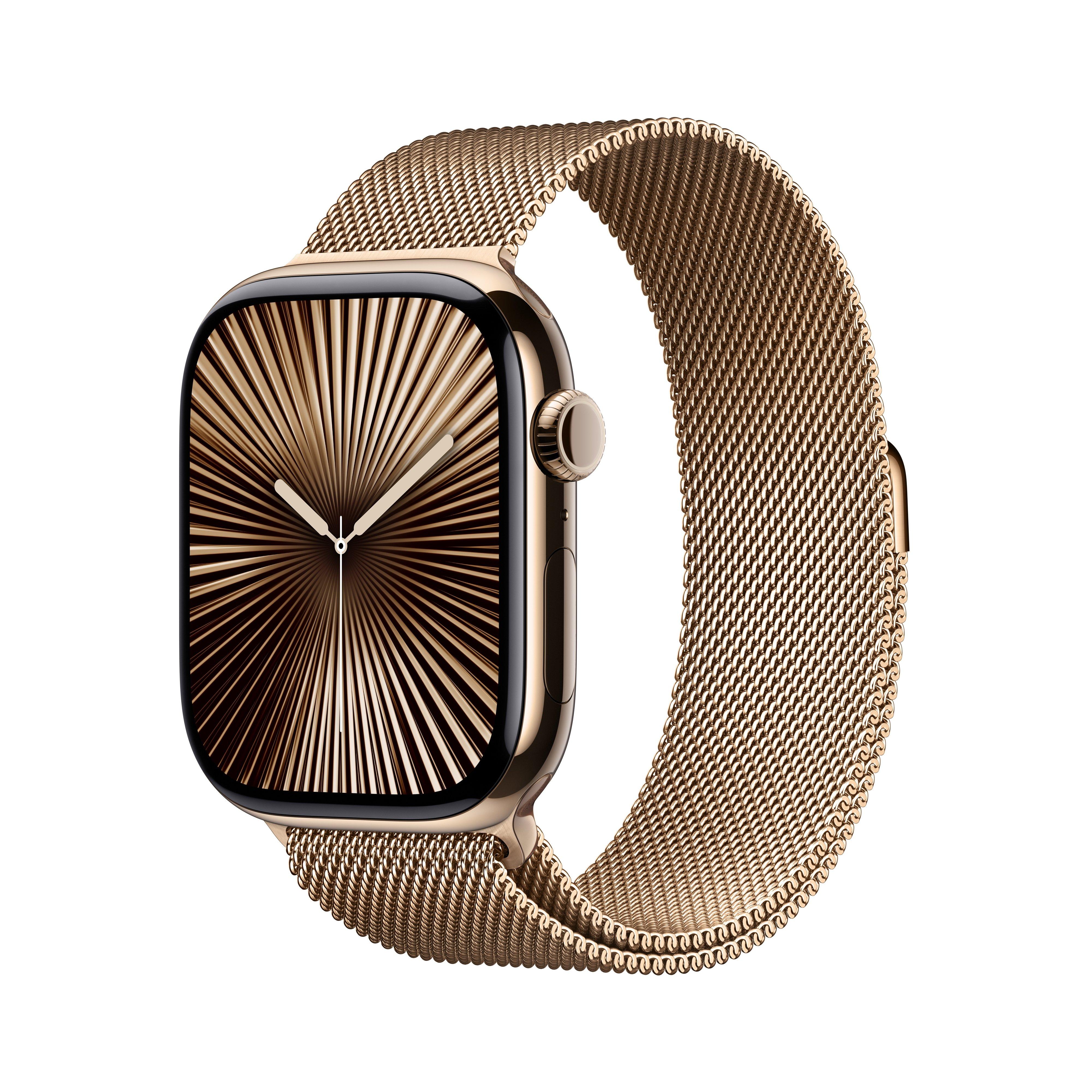 

Apple watch series 10 gps + cellular 42mm gold titanium case with gold milanese loop